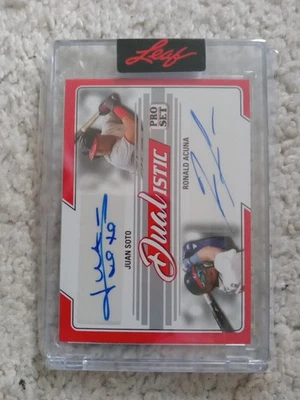 Juan Soto Ronald Acuna Jr Dual Auto Autograph 2022 Leaf Pro Set Dualistic - Image 1 of 3