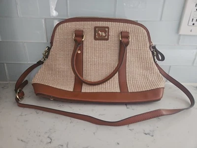 Emma Fox Woven Leather Handbag Satchel Tan Light Brown - Image 1 of 4