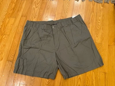 Harbor Bay Mens Shorts 48 Relaxed Fit Elastic Waist Pleated Olive Green NEW - Image 1 of 4