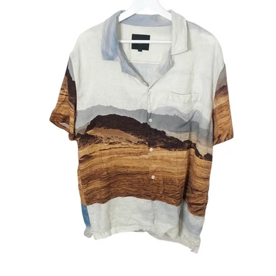 RAILS Moreno Shirt Big Mesa Button Front Linen Blend Breathable Mens Large $128 - Image 1 of 4