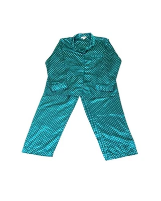 Women’s Miss Elaine Pajamas Satin Size L  Teal/White Floral - Image 1 of 3