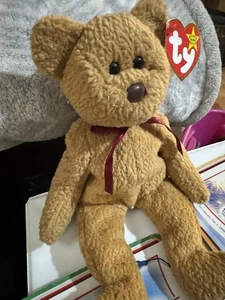 TY Beanie Baby Very Rare Curly the Bear with Tag Errors (1993/1996) & Brown Nose - Picture 1 of 5