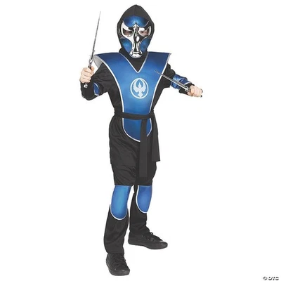 Raven Ninja Blue Chrome Costume Child Medium – Kids Halloween Warrior Outfit - Image 1 of 4