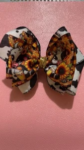 Sunflower Cow print Bow - Picture 1 of 1