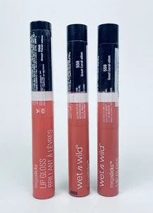 Lote de 3 brillo labial Wet N Wild Megaslicks #559 gran acción coral 0,19 fl oz. ea - Imagen 1 de 5