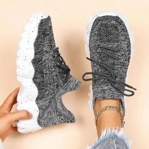 Women's Lace-Up Low Top Sock Sneakers, Breathable Sports Running Shoes - Picture 1 of 66
