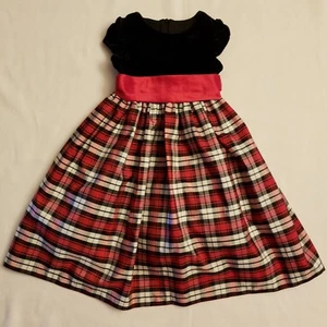 Jayne Copeland - Velvet and Taffeta Plaid Holiday Dress - Girls Size 4 - Picture 1 of 8
