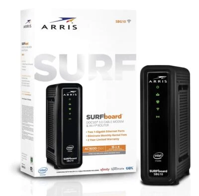ARRIS Modem SBG10 SURFboard AC1600 Dual-Band Cable Modem Router - Black - Image 1 of 4