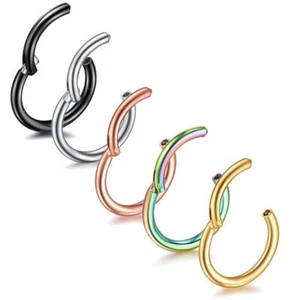 1PC Stainless Steel Hinged Segment Hoop Ring Sleeper Lip Ear Nose Body Piercing - Picture 1 of 12