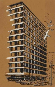 Postal vintage de THE MADISON Washington, D.C. Hotel vista artística aprox. década de 1950 - Imagen 1 de 2