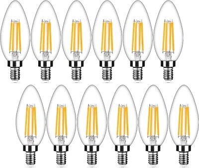 12-Pack E12 LED Lights Dimmable Candelabra Bulbs 40W Equivalent 2700K Warm White - Image 1 of 4