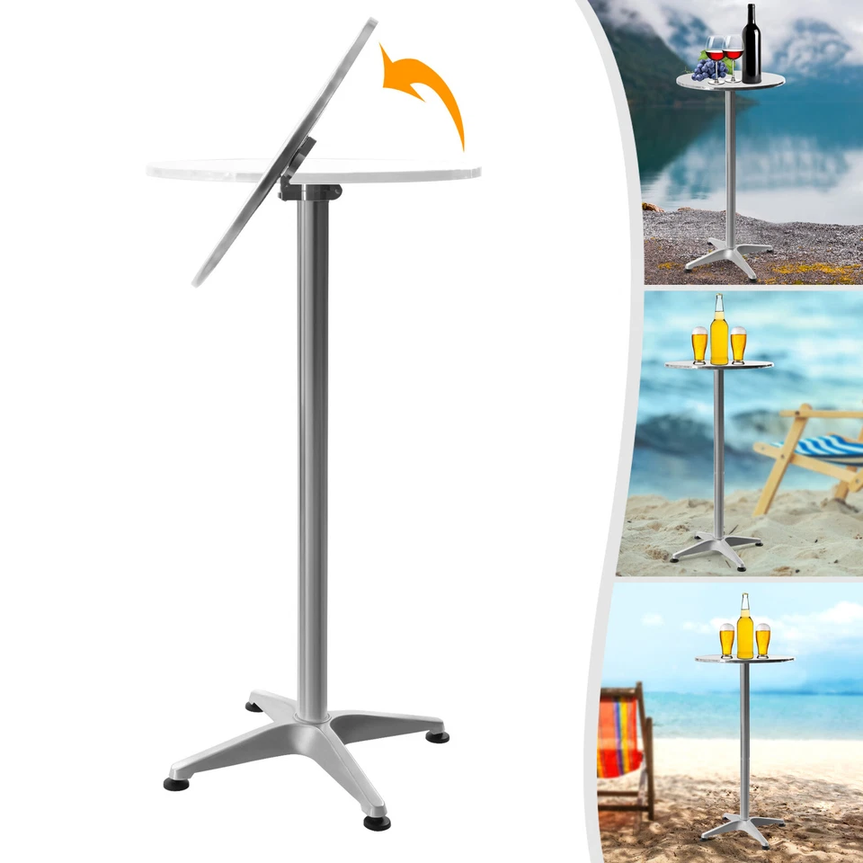 Mesa de Comedor Bar Altura Pub Redonda Alta Plegable Interior/Exterior Patio Metal Fiesta Foto 1 de 4