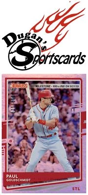 2020 Donruss #127a Paul Goldschmidt Milestone Stat Line #/650 - Image 1 of 2