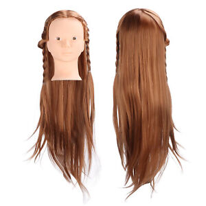 Long Hair Mannequin Head Light Brown Hairdresser Practice Training Head TTH