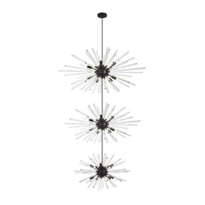 Large Modern Black Sputnik Chandelier Dining Room or Foyer Ceiling Light Fixture - Picture 1 of 10