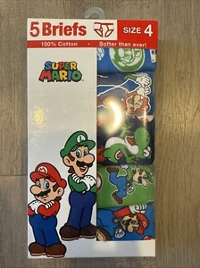 Super Mario 5 Pack Briefs Underwear Size 4 Boys- NEW in Box! - Picture 1 of 12