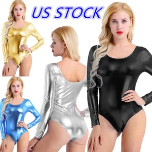 Body donna pelle metallizzata lucida donna elasticizzato danza danza danza body top - Foto 1 di 81
