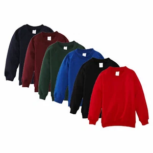 Kids Children Boys School Uniform Plain Fleece Sweat Jumper Pullover 2-14 years - Picture 1 of 7