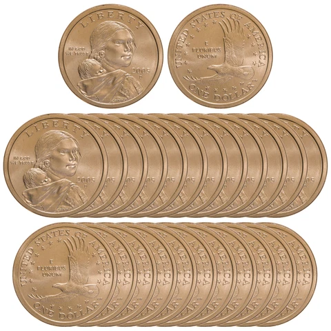 2005 D Native American Sacagawea Dollar Satin Finish Roll 25 US Coin Lot Cover