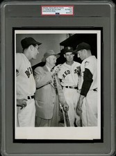 1951 CY YOUNG & TED WILLIAMS TYPE 1 PHOTO ORIGINAL NEWS SERVICE 7 X 9 BOSTON PSA