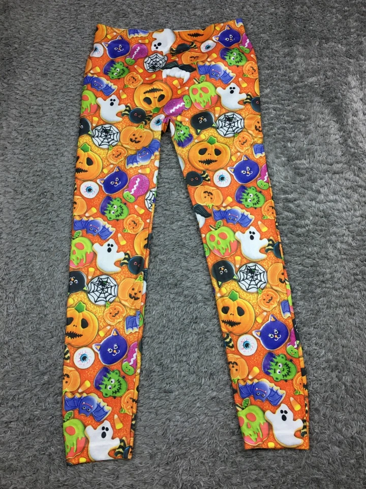 No Boundaries 万圣节打底裤女式青少年大号橙色弹力 Pumkin — 第 1/4 张图片