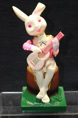  Vintage 1950's Celluloid WIND UP BANJO Playing Bunny Rabbit  Occupied JAPAN - Image 1 of 4