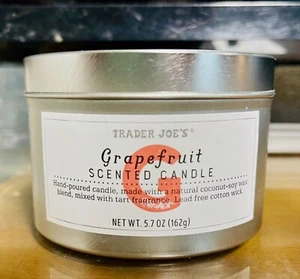 Trader Joe's Grapefruit Scented Soy Candle Tin 55 Hour Burn Time Limited. A+ - Picture 1 of 3
