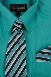 Toddler Turquoise Dress Shirt V2000 Matching Tie & Hankie Long Sleeves 2T,3T,4T - Picture 1 of 5