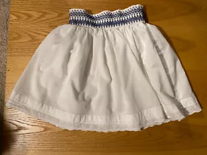 Lands End Kids Girls Lined Skirt Size 8 Med Per. for Spring & Summer White /Navy - Picture 1 of 4