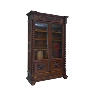 Vitrinenschrank Bücher- und Aktenschrank antik um 1880 Eiche B: 150 cm -11734- - Bild 1 von 10