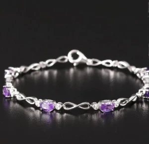 Amethyst und Diamant Tennis Armband Sterling - Bild 1 von 4
