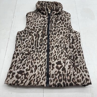 Cabi 3120 Juliet Brown Leopard Printed Puffer Vest Jacket Women’s Size Medium  - Image 1 of 4
