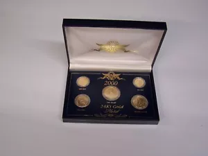 2000 24 kt plated set in case dollar quarter dime nickel penny - Picture 1 of 5