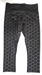 Lorna Jane Black Honeycomb print stretch fitted capri leggings Sz S Women's - Picture 1 of 8