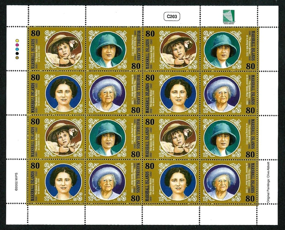 MARSHALL ISLANDS, SCOTT # 810, HOJA REDIBUJADA - REINA MADRE 100º CUMPLEAÑOS 2002 Foto 1 de 1