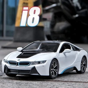 1:24 BMW I8 Sports Car Model Alloy Diecast Toy Vehicle Sound Light Kids Boy Gift - Picture 1 of 6
