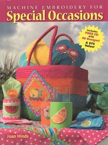 MACHINE EMBROIDERY for SPECIAL OCCASIONS Book + CD 40 Designs Joan Hinds UNUSED - Imagen 1 de 4