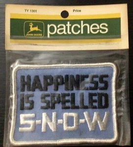 Vintage John Deere Snowmobile Patch “HAPPINESS IS SPELLED SNOW” New Old Stock - Picture 1 of 4