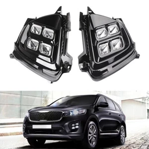 Front LED DRL Daytime Running Driving Lights Fog Lamp For Kia Sorento 2015 2016 - Picture 1 of 10