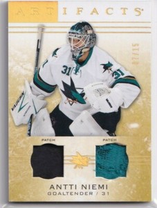 2014-15 Artifacts Jerseys Patch Spectrum #103 Antti Niemi Sharks 7/15
