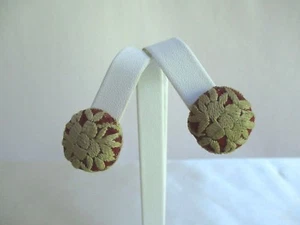 Pendientes de poste vintage estilo botón redondo estilo paño aspecto de aspecto aprox 1/2" década de 1970 - Imagen 1 de 6
