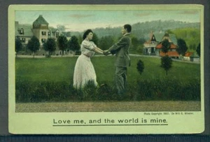 AMAMI E IL MONDO È MIO cartolina romantica coppia - Foto 1 di 1