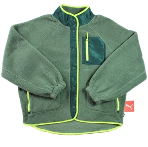 Puma Womens Jacket L Sherpa Fleece Full Zip Long Sleeve Activewear Green $110NEW - Picture 1 of 6