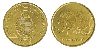 Uruguay 2 Pesos Uruguayos, 2012, KM #136, Mint - Image 1 of 3