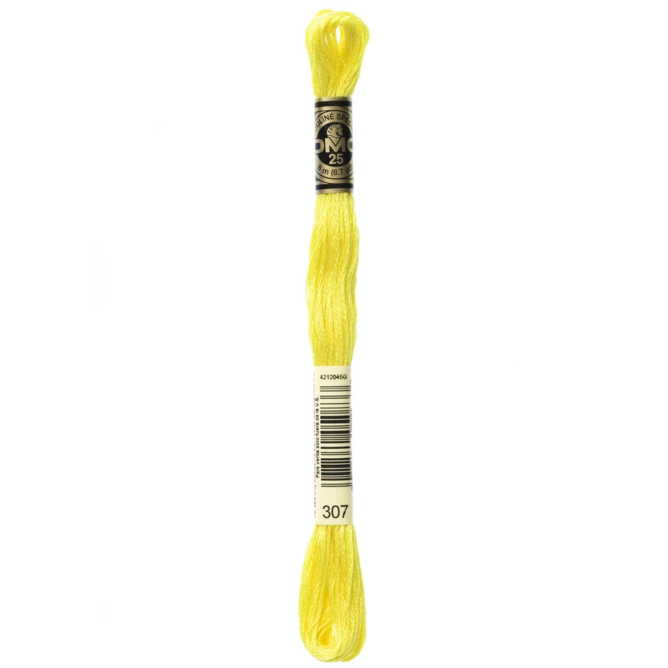 DMC Lemon 307 Cotton Floss 12 Twelve Skeins 6 Strand Embroidery