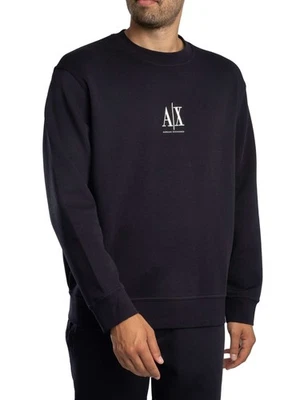 Armani Exchange Men's Embroidered Centre Logo Sweatshirt, Blue - Image 1 of 4