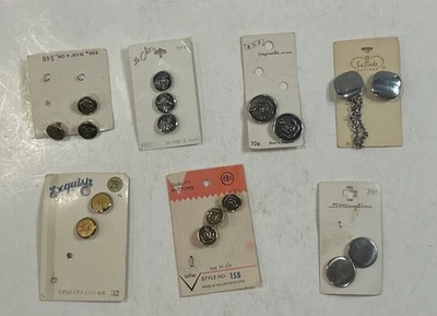 NOS VINTAGE Lot METAL SHANK BUTTON Silver Gold Exquisit La Mode BGE Streamline - Image 1 of 4