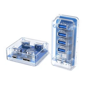 Hub USB Transparente 4 Puertos USB Adaptador de Corriente Dock USB3.0 5Gbps con MicroUSB - Imagen 1 de 9