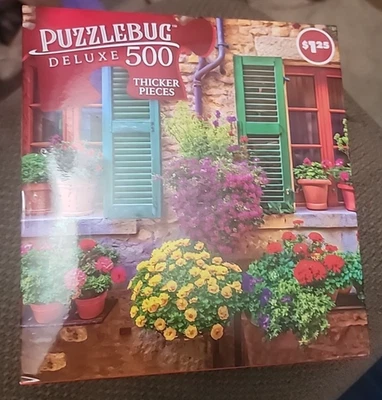 Rompecabezas PUZZLEBUG Deluxe 500 piezas "Ventanas italianas encantadoras" más grueso Foto 1 de 2