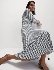 Marks & Spencer Womens Navy Viscose A line Striped Midi Dress - M&S - Picture 1 of 12